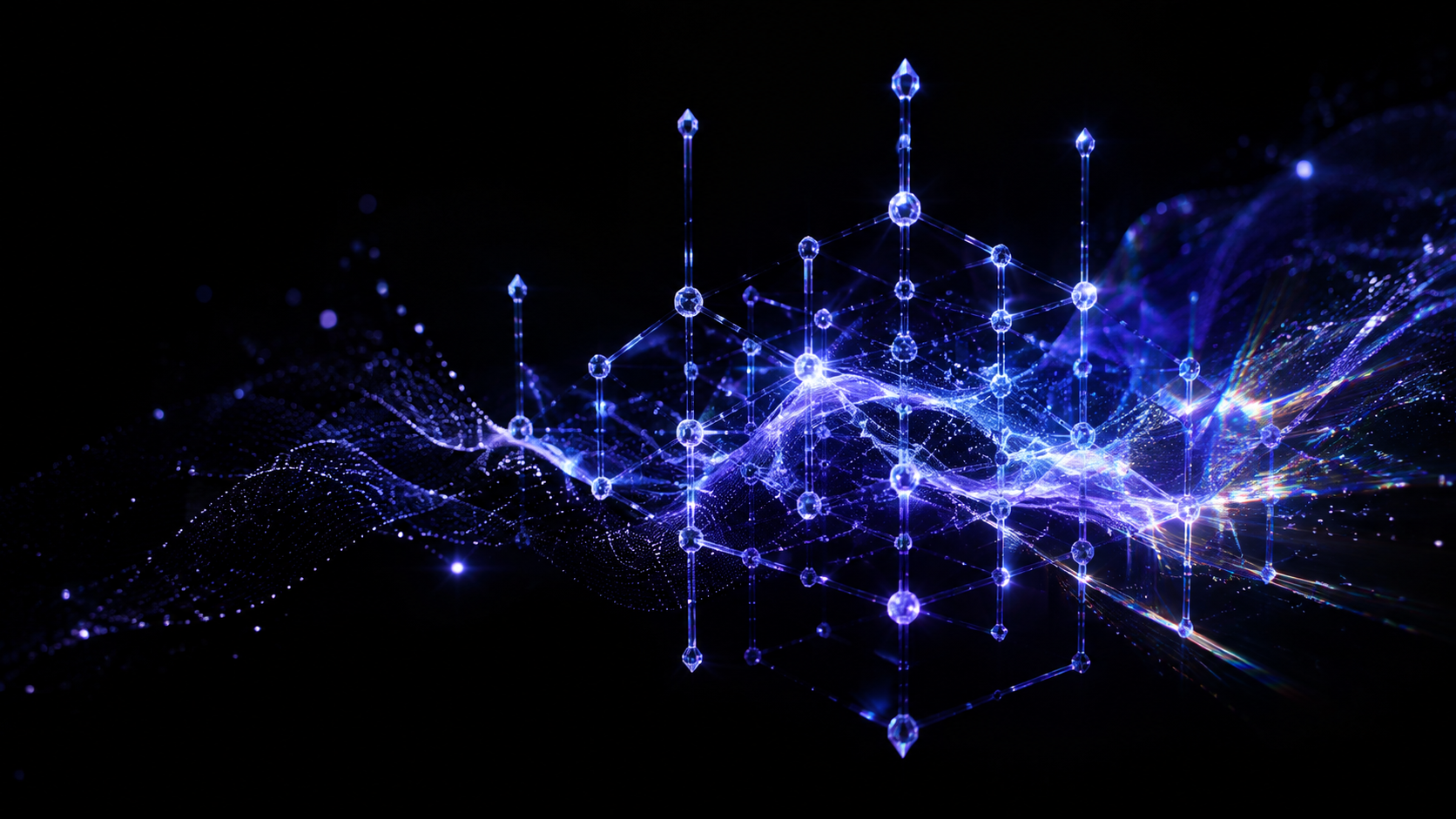 Violet quantum security architecture motif.